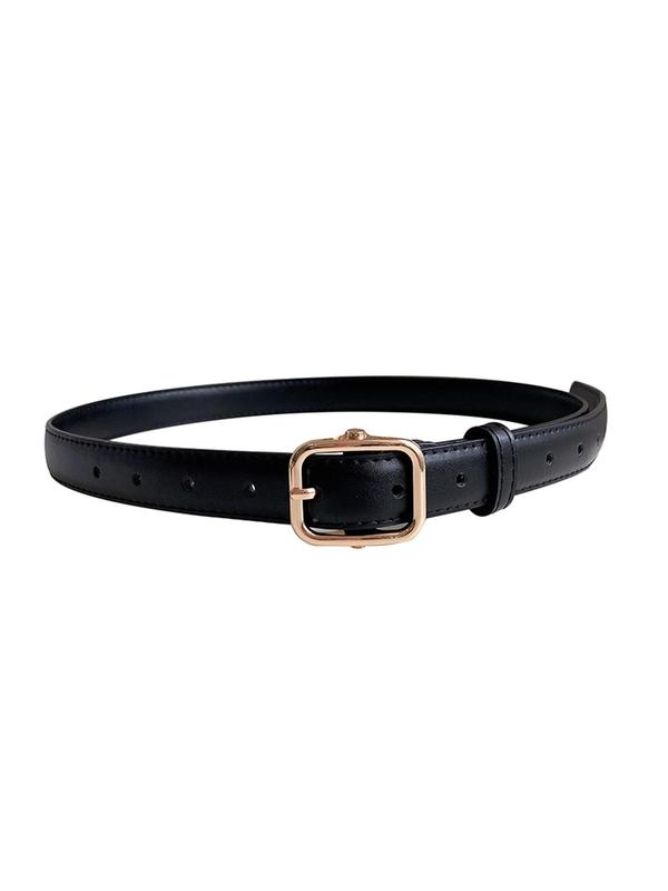 Women's Solid Color PU Buckle Belt, Fashionable Waistband for Daily Clothing Decoration, Trendy All-match & Exquisite Belt for Birthday Gift