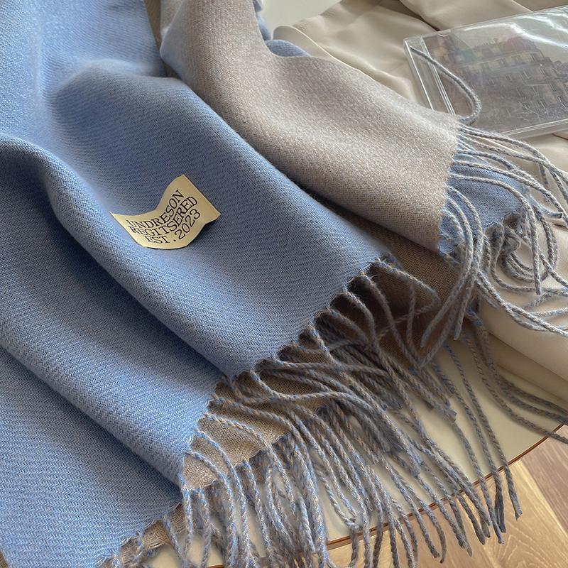 2024 New Fashion Cashmere Scarf Warm Winter for Women Korean Style Knitted Solid Color Double Sided Wraps Neckerchief