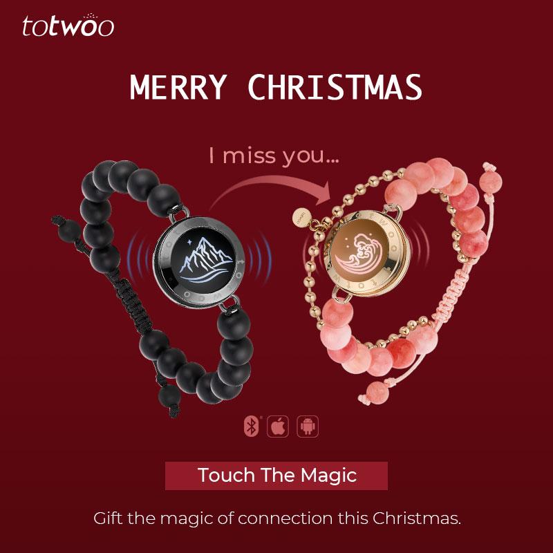 totwoo Mountain&Sea Matching Beads Touch Bracelets Long Distance  with Functional Love Connect Gift For Boyfriend or Girlfriend or your Familay