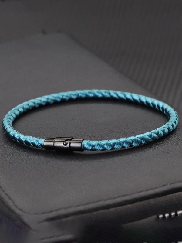 Magnetic Buckle Design Braided Bracelet, Simple Style Plain Color Bracelet for Men & Women, Fashion Accessories for Daily Wear