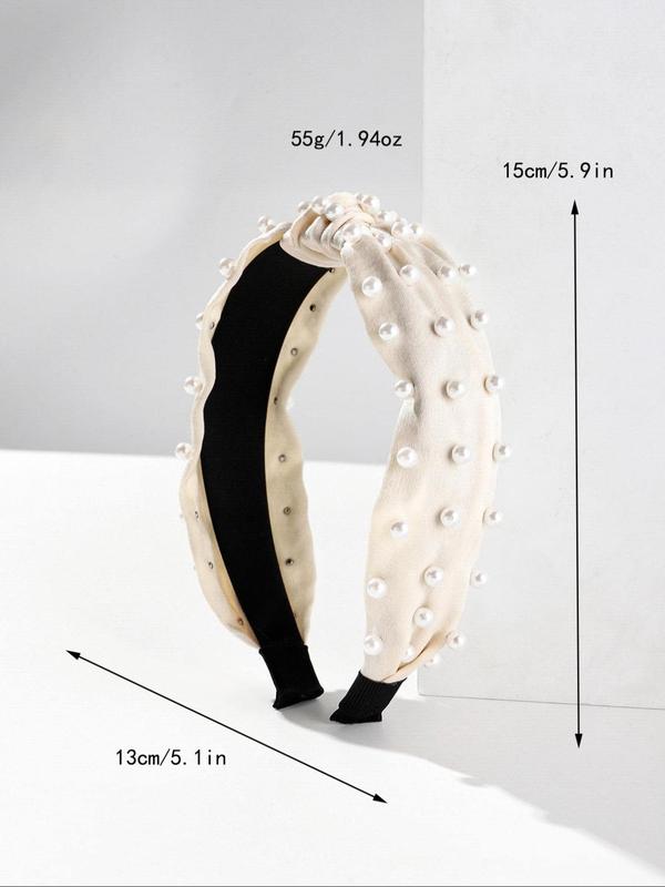 Faux Pearl Decorated Headband, Elegant Wide Band Hair Hoop for Women & Girls, Minimalist Headwear Suitable for Hair, Fashion Hair Accessories for Party, Daily Clothing Decor