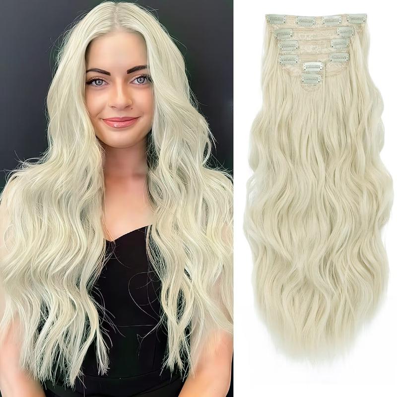 Clip in Hair Extensions for Women,7PCS 22 Inch Hair Extensions Clip Ins Soft Long Wavy Hair Pieces for Women Curly Wavy Enchanted Invisible wavy hair