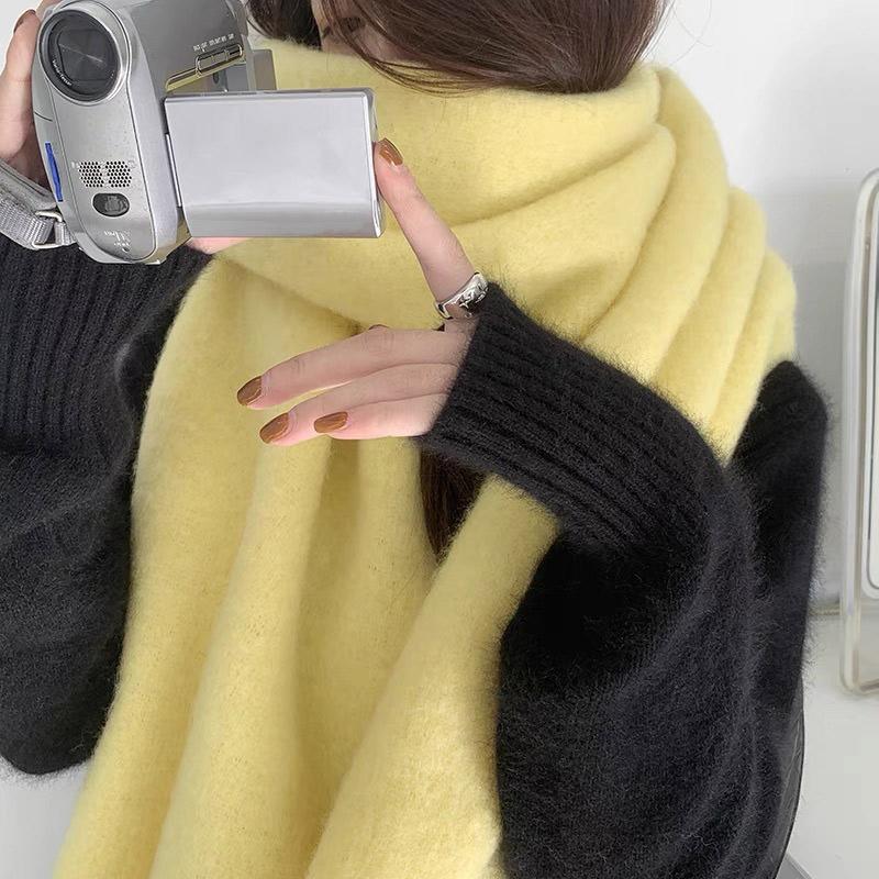 2024 Winter Solid Color Cashmere Scarf Warm Soft Women's Scarf Fashion Long Tassel Scarf Thickened Wrapped Shawl Woman Scarf