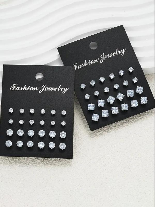 Rhinestone Decorated Stud Earrings Set, Fashionable Jewelry for Women & Men, Trendy All-match & Exquisite Jewelry for Birthday Gift