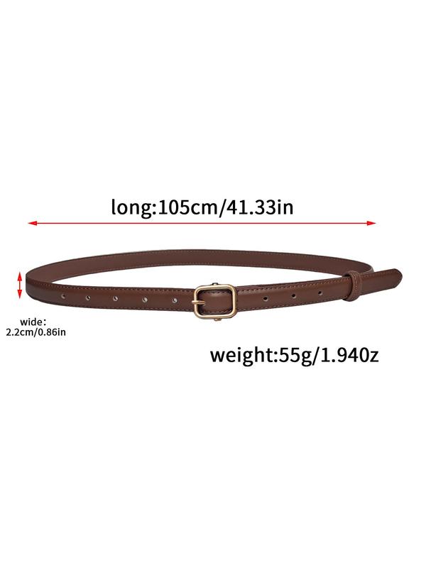 Women's Solid Color PU Buckle Belt, Fashionable Waistband for Daily Clothing Decoration, Trendy All-match & Exquisite Belt for Birthday Gift