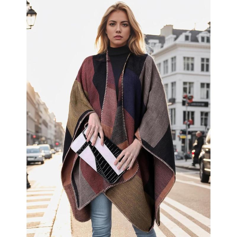 Women's Shawl Wraps Open Front Poncho Cape Oversized Sweaters Casual Cardigan Shawls for Fall Winter