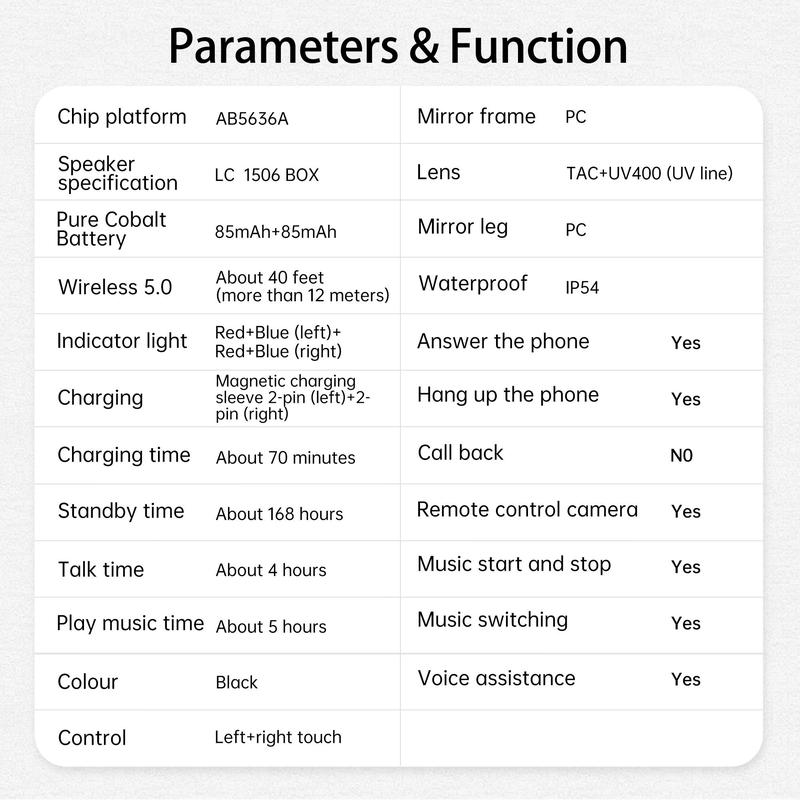 Smart Glasses, Multifunctional Smart Glasses with Built-in Microphone & Speakers, Fashionable Sunglasses for Office, Outdoor, Sports, Driving