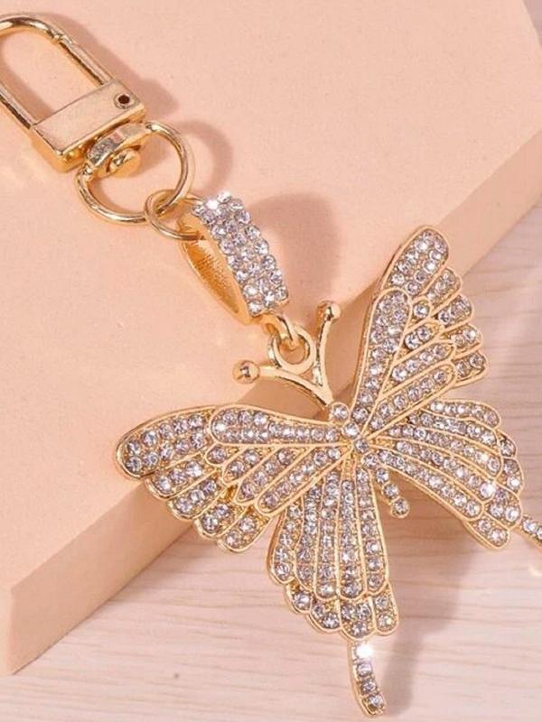 Rhinestone Decorated Butterfly Design Keychain, Fashion Keychain for Women & Men, Trendy All-match & Exquisite Keychain for Birthday Gift