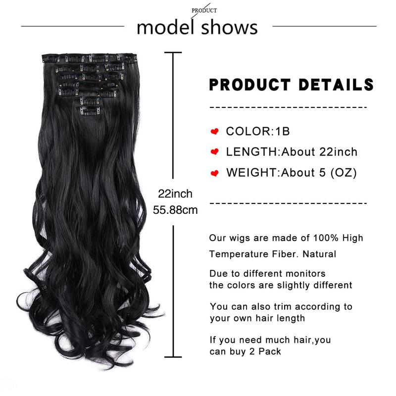 Clip in Hair Extensions for Women,7PCS 22 Inch Hair Extensions Clip Ins Soft Long Wavy Hair Pieces for Women Curly Wavy Enchanted Invisible wavy hair