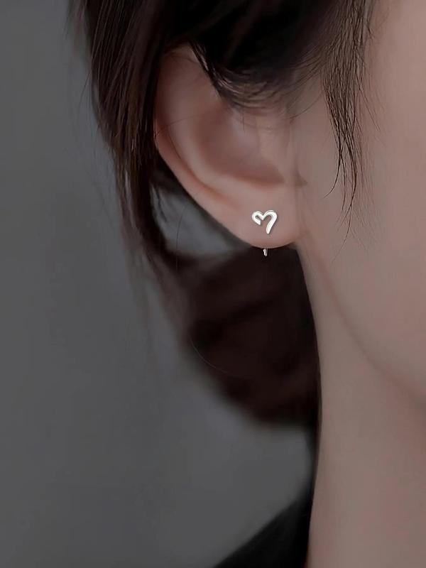 Mini Heart Shaped Stud Earrings, Casual All-match Jewelry for Girls Gift, Female Classic Fashion Accessories for Daily Wear