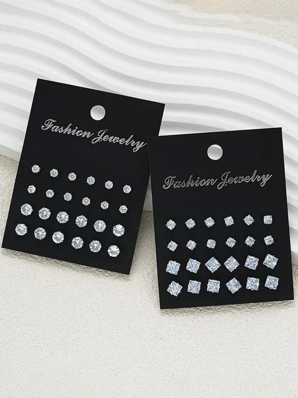 Rhinestone Decorated Stud Earrings Set, Fashionable Jewelry for Women & Men, Trendy All-match & Exquisite Jewelry for Birthday Gift