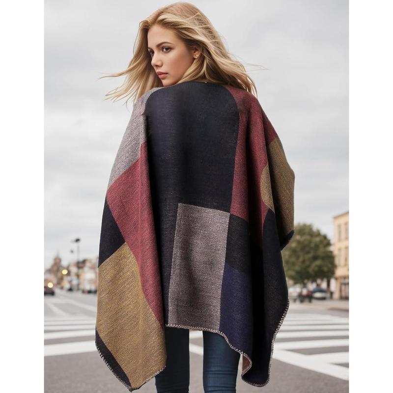 Women's Shawl Wraps Open Front Poncho Cape Oversized Sweaters Casual Cardigan Shawls for Fall Winter