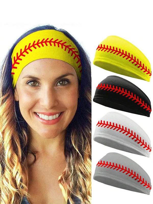 4pcs Trendy Baseball & Football & Rugby Sports Headband, Sporty Headband For Running, Gym, Workout