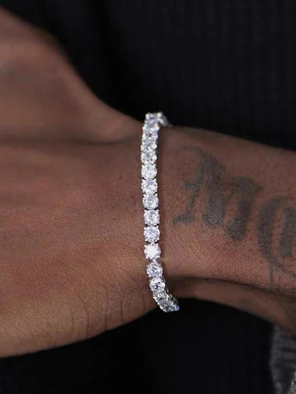 Hip Hop Luxury Rhinestone Decorated Cuban Link Bracelet, Exquisite Trendy Matching Bracelet for Women & Men, Fashion Accessories for Daily & Party Decoration, Back To School Summer Jewelry, Birthday Gift