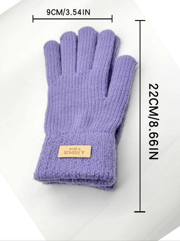 Women's Solid Color Touch Screen Gloves, Casual Fashion Knit Gloves for Fall & Winter, Fashion Accessories for Women & Girls