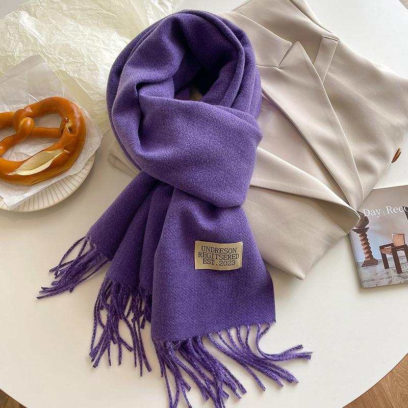 2024 New Fashion Cashmere Scarf Warm Winter for Women Korean Style Knitted Solid Color Double Sided Wraps Neckerchief