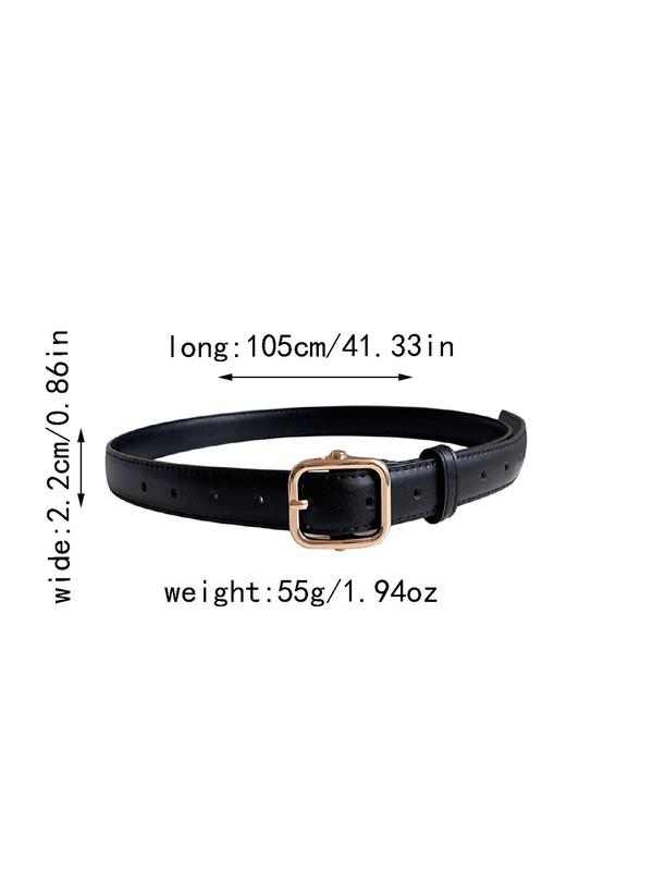 Women's Solid Color PU Buckle Belt, Fashionable Waistband for Daily Clothing Decoration, Trendy All-match & Exquisite Belt for Birthday Gift