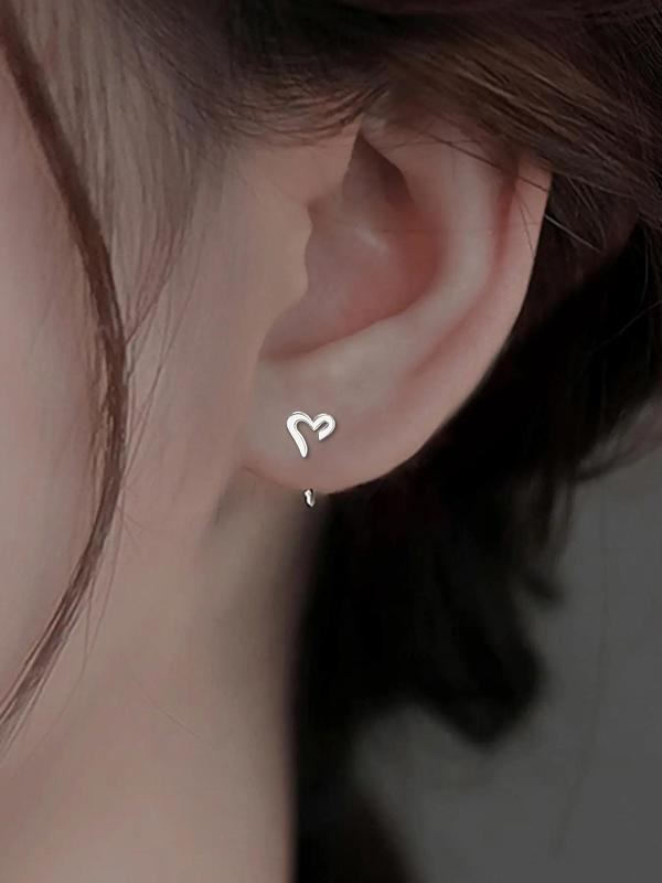 Mini Heart Shaped Stud Earrings, Casual All-match Jewelry for Girls Gift, Female Classic Fashion Accessories for Daily Wear