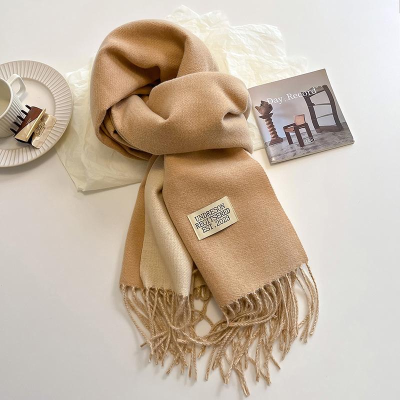 2024 New Fashion Cashmere Scarf Warm Winter for Women Korean Style Knitted Solid Color Double Sided Wraps Neckerchief