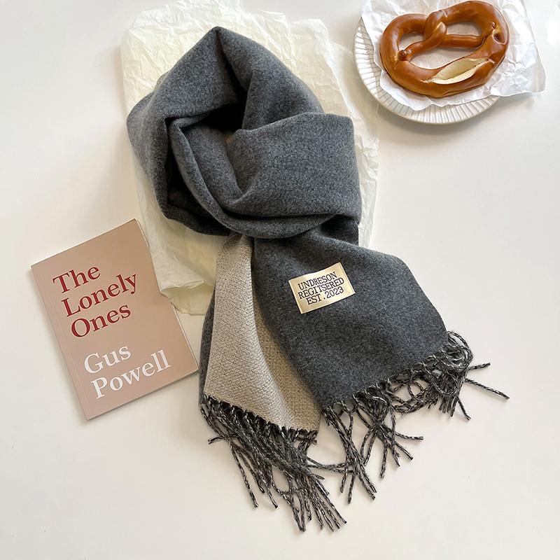 2024 New Fashion Cashmere Scarf Warm Winter for Women Korean Style Knitted Solid Color Double Sided Wraps Neckerchief