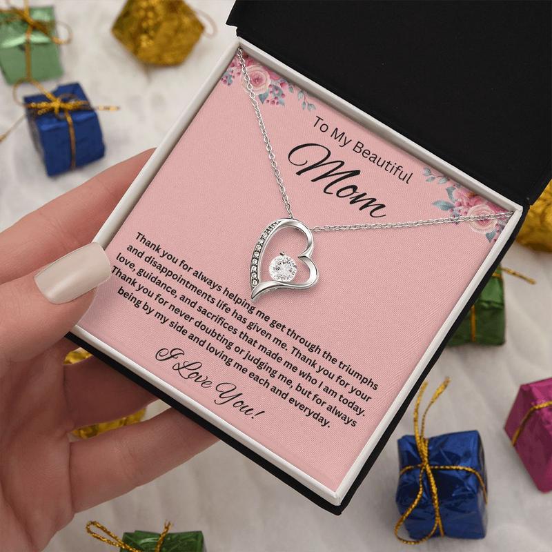 To My Mom Necklace From Son I Know It's Not Easy For A Woman To Raise A Man Love Knot Necklace For Mom, To My Boyfriend Mom, My Girlfriend Mom On Mother's Day, Birthday With Message Card Box