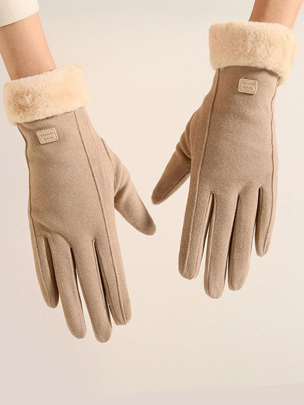 Women's Solid Color Touch Screen Gloves, Elegant Fashionable Warm Gloves for Fall & Winter, Women's Gloves for Outdoor Activities