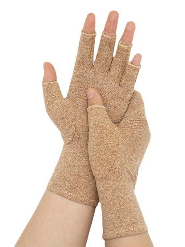 Half Finger Compression Gloves, 1 Pair Comfy Breathable Sports Gloves for Men & Women, Fashion Plain Gloves for Typing & Daily Work