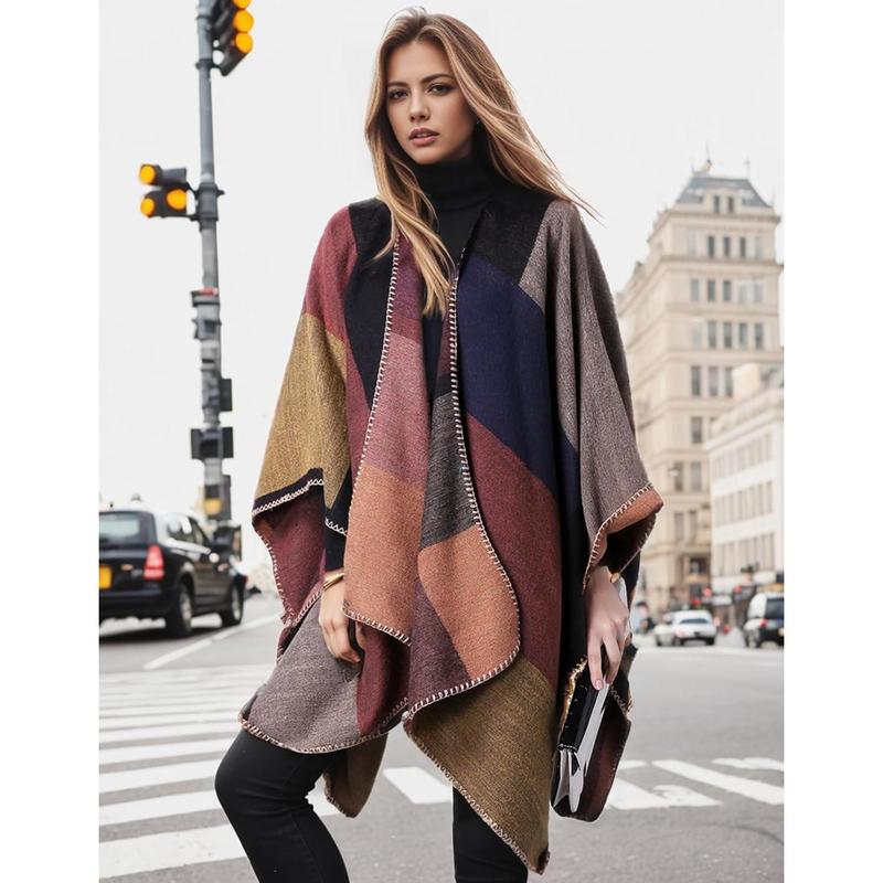 Women's Shawl Wraps Open Front Poncho Cape Oversized Sweaters Casual Cardigan Shawls for Fall Winter