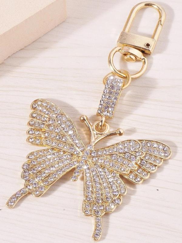 Rhinestone Decorated Butterfly Design Keychain, Fashion Keychain for Women & Men, Trendy All-match & Exquisite Keychain for Birthday Gift