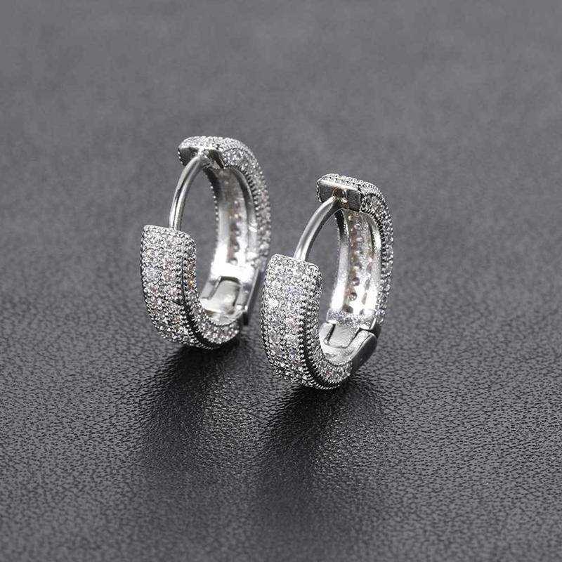 UJ Prong CZ TItanium Earrings Hiphop Earrings For Men