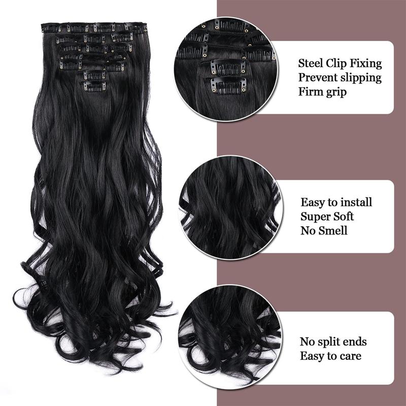 Clip in Hair Extensions for Women,7PCS 22 Inch Hair Extensions Clip Ins Soft Long Wavy Hair Pieces for Women Curly Wavy Enchanted Invisible wavy hair