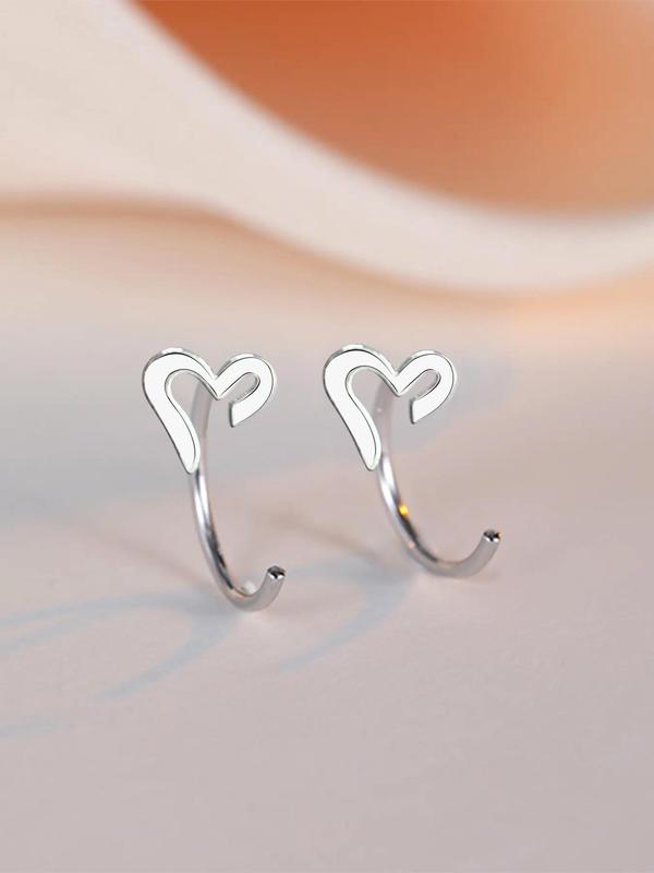 Mini Heart Shaped Stud Earrings, Casual All-match Jewelry for Girls Gift, Female Classic Fashion Accessories for Daily Wear