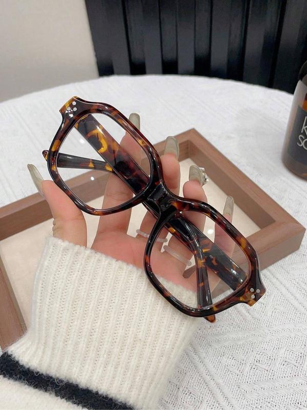 Simple Tortoise Pattern Frame Eyeglasses, Trendy Casual Eyeglasses for Women & Men, Fashion Eyeglasses for Work, Daily Clothing Decor, Perfect for Student Daily Use