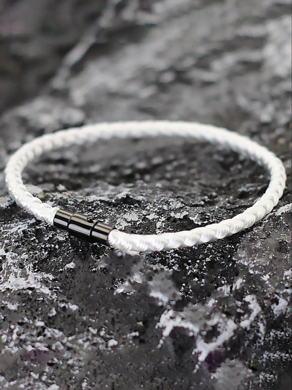 Magnetic Buckle Design Braided Bracelet, Simple Style Plain Color Bracelet for Men & Women, Fashion Accessories for Daily Wear