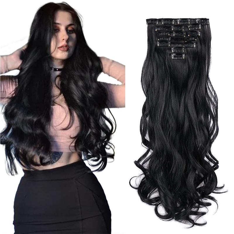 Clip in Hair Extensions for Women,7PCS 22 Inch Hair Extensions Clip Ins Soft Long Wavy Hair Pieces for Women Curly Wavy Enchanted Invisible wavy hair