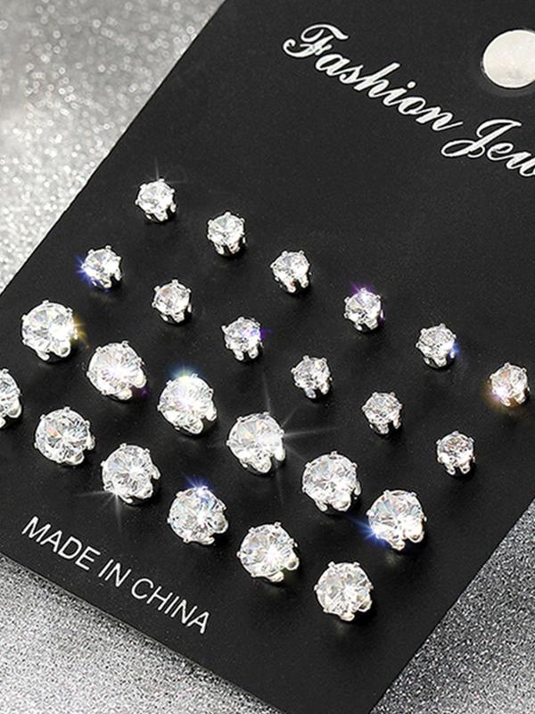 Fashion Simple Rhinestone Decor Stud Cute Earrings, Fall Matching Stud Earrings for Men, Boy's Fashion All-match Hippie Funky Unique Accessories As Xmas Party Decor, Fall Outfits, Fall Freshness