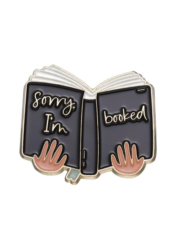 Cartoon Letter & Hand Decor Brooch, Creative Reading English Book Styling Badge, Cute Fashion Alloy Badge for Daily Vacation Holiday Party Gift, Elegant All-match Fashion Accessories for Daily Wear