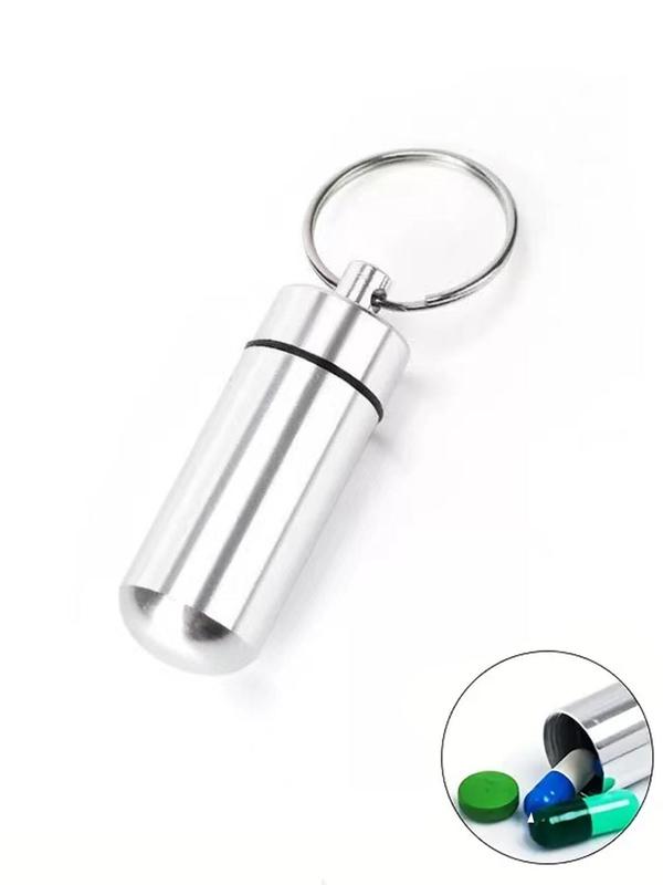 Multifunctional Aluminum Alloy Keychain, Portable Waterproof Container for Storage Vitamins, Drugs and Other Stuff for Travel, All-match Fashion Key Accessories for Daily Wear