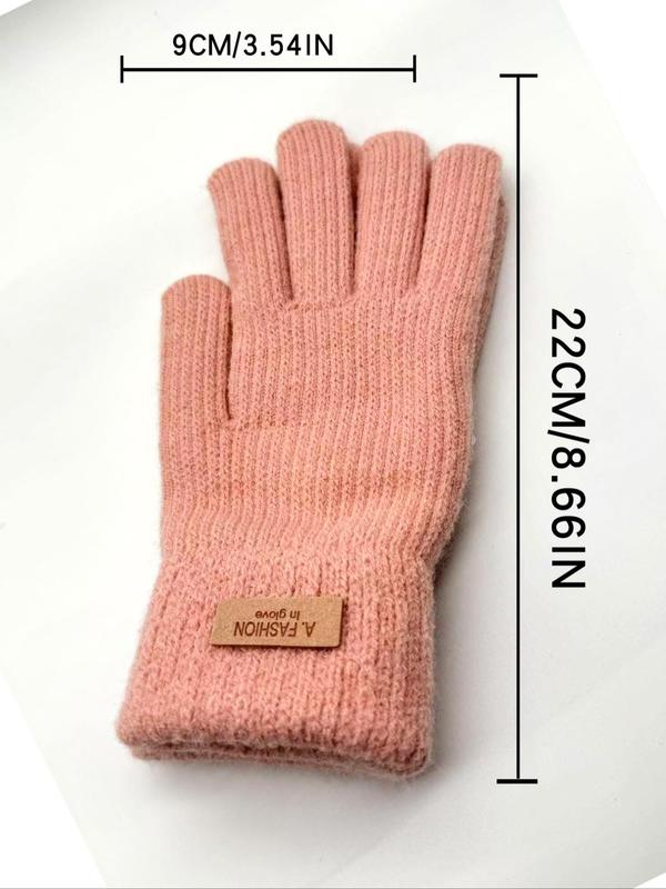 Women's Solid Color Touch Screen Gloves, Casual Fashion Knit Gloves for Fall & Winter, Fashion Accessories for Women & Girls