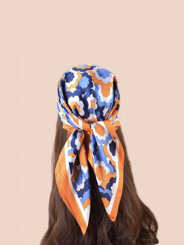 Women's Elegant Floral Print Square Scarf, Casual Trendy Soft Comfortable Headscarf, Fashionable Scarf for Daily Wear