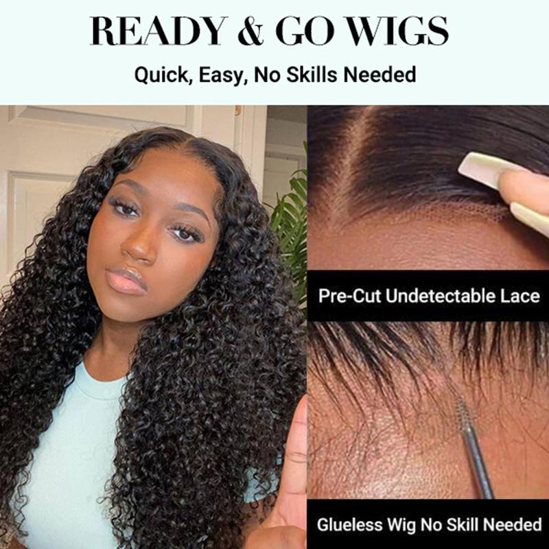 Asteria Hair Curly 7x4 Pre Cut Ready to Go Glueless Wig Pre Bleached Lace Closure Wig Human Hair Natural Hairline