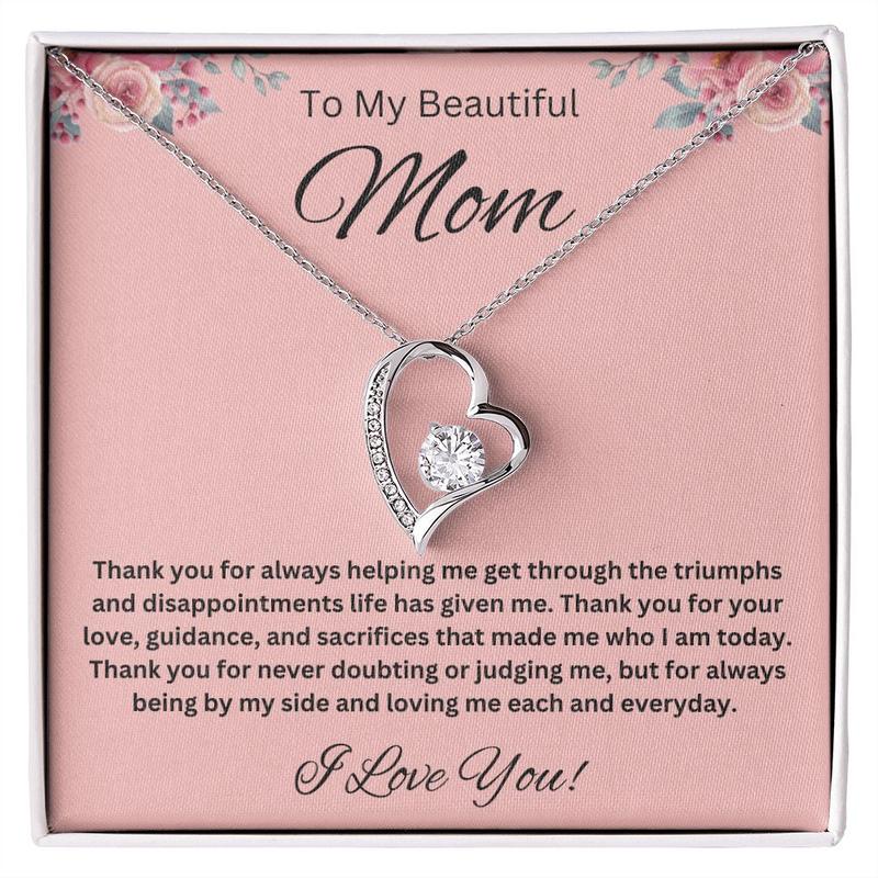 To My Mom Necklace From Son I Know It's Not Easy For A Woman To Raise A Man Love Knot Necklace For Mom, To My Boyfriend Mom, My Girlfriend Mom On Mother's Day, Birthday With Message Card Box