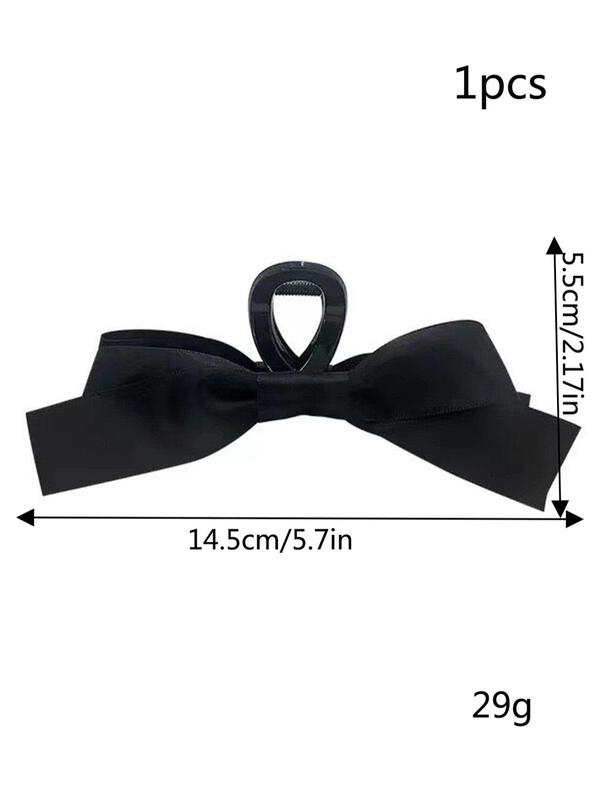 Solid Color Big Bow Decor Hair Claw for Women, High-end Fashion Shark Clip, Elegant All-match Fashion Hair Accessories for Daily Wear