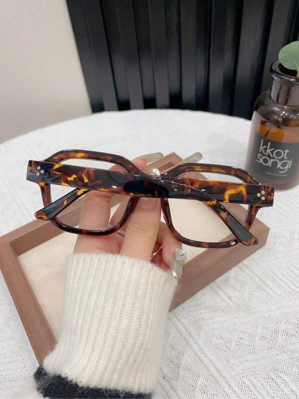 Simple Tortoise Pattern Frame Eyeglasses, Trendy Casual Eyeglasses for Women & Men, Fashion Eyeglasses for Work, Daily Clothing Decor, Perfect for Student Daily Use