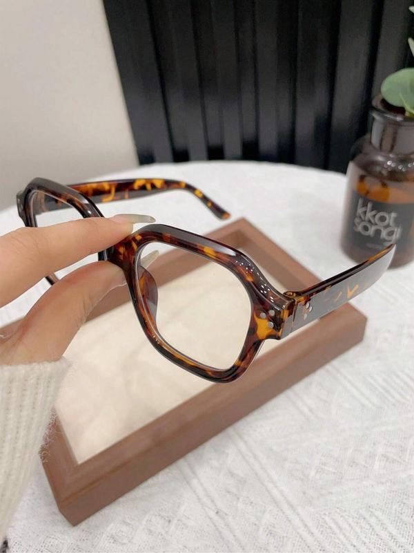 Simple Tortoise Pattern Frame Eyeglasses, Trendy Casual Eyeglasses for Women & Men, Fashion Eyeglasses for Work, Daily Clothing Decor, Perfect for Student Daily Use