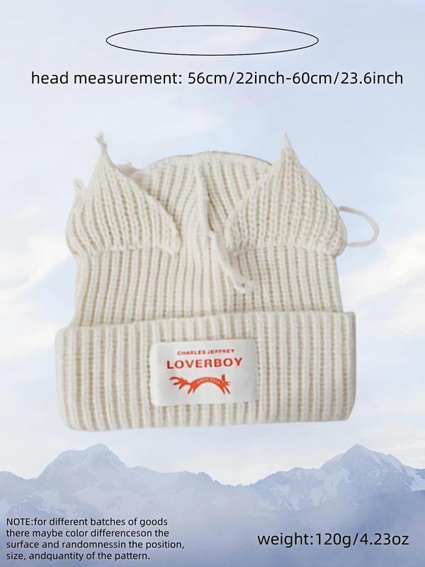 Cute Cat Ear Design Beanie Hat, Y2K Handmade Cute Knit Hat, Fashionable Warm Hat for Women & Men, Suitable for All Seasons