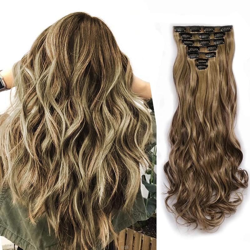 Clip in Hair Extensions for Women,7PCS 22 Inch Hair Extensions Clip Ins Soft Long Wavy Hair Pieces for Women Curly Wavy Enchanted Invisible wavy hair