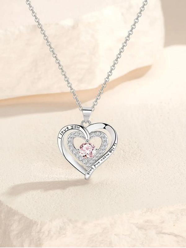 Rhinestone Heart Pendant Necklace with Rose Gift Box, Elegant Jewelry for Party, Daily Clothing Decor, Trendy All-match & Exquisite Jewelry for Birthday Gift