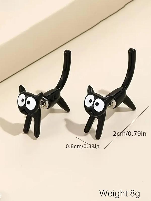 Women's 1 Pair Creative Cat Design Earring Jackets, Cute Lovely Jewelry for Girls Gift, Female Classic Fashion Accessories for Daily Wear