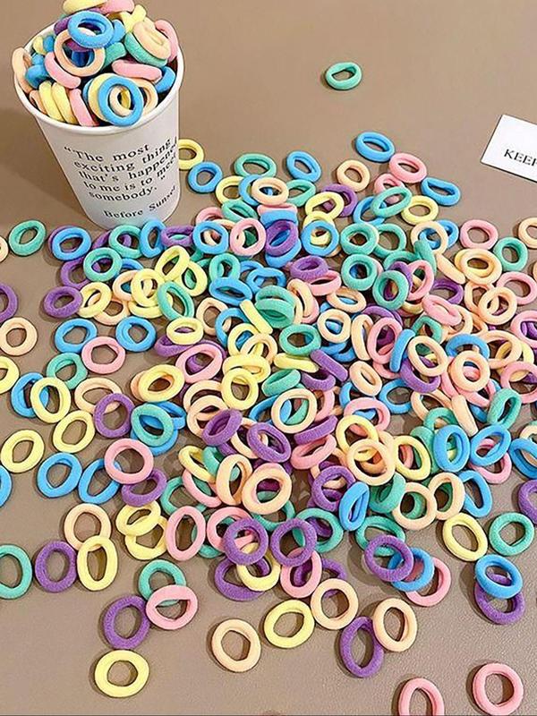 Cute Mini Colorful Solid Color Hair Ties, 100pcs set High Elasticity Seamless Hair Ties, Hair Accessories for Women & Girls